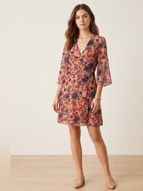 #147 Floral V-Neck Dress - Pink and Blue Size Medium by Fuse